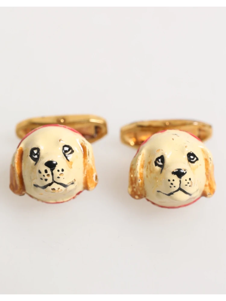 Brass Gold Tone Dog Puppy Men's Accessories Cufflink alternative