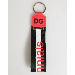 Red White DG Logo Polyester Brass Holder Keychain Keyring