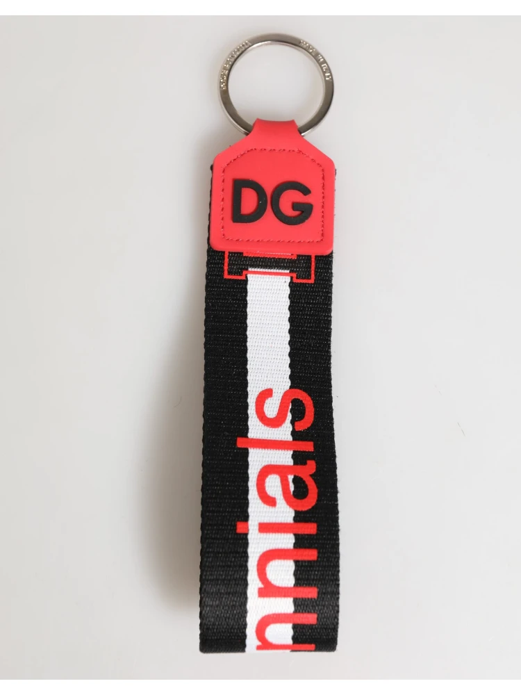 Red White DG Logo Polyester Brass Holder Keychain Keyring alternative