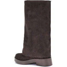 Brown Polyester Flat Boots