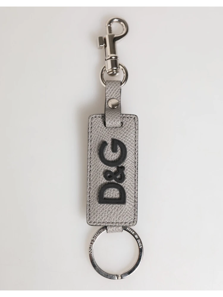 Gray Leather Logo Metal Ring Keychain Holder Men Keyring alternative