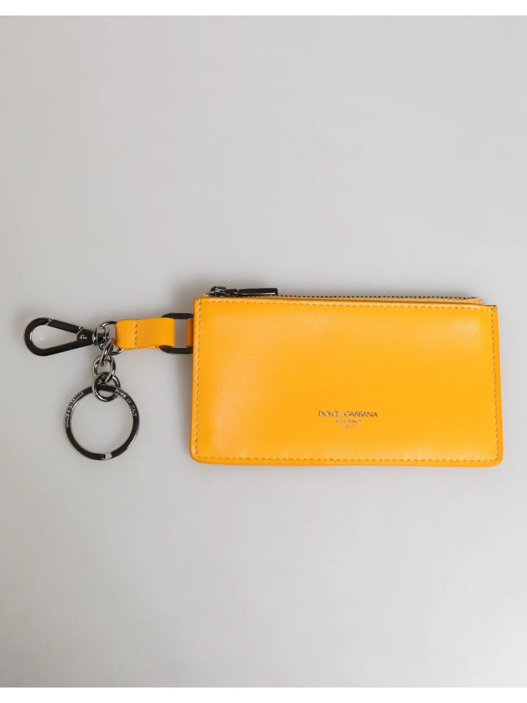 Yellow Orange Leather Credit Card Key Holder Clip On Wallet alternative