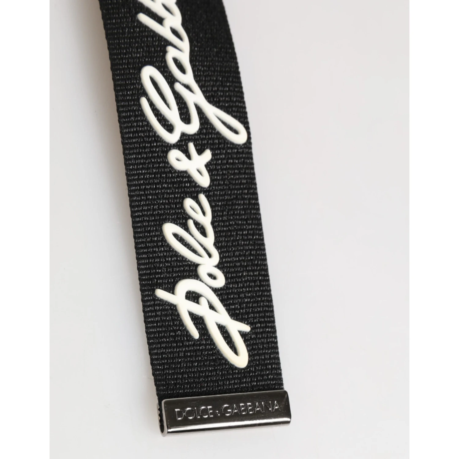 Black White Polyester DG Logo Silver Men Keychain Keyring