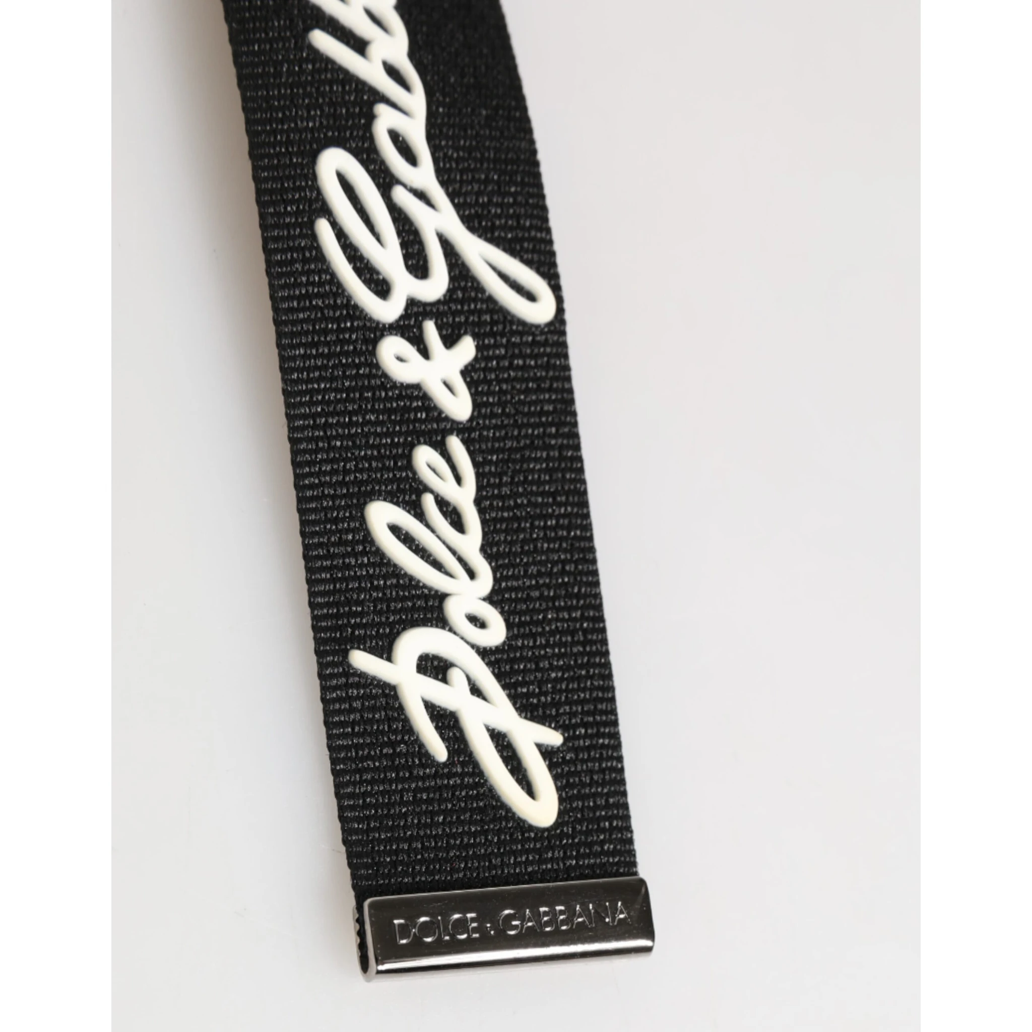 Black White Polyester DG Logo Silver Men Keychain Keyring