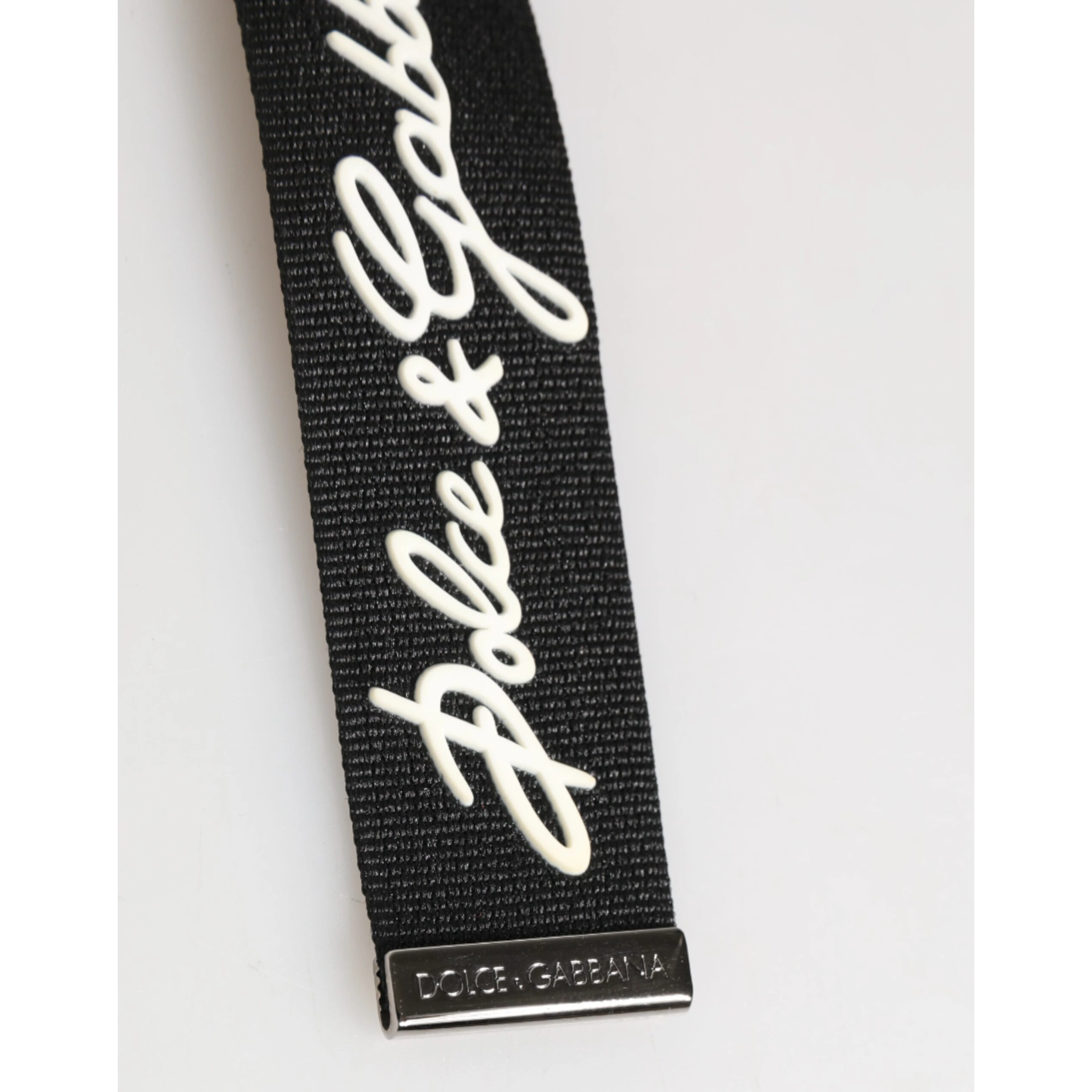 Black White Polyester DG Logo Silver Men Keychain Keyring