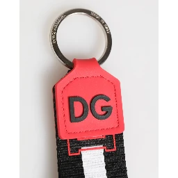 Red White DG Logo Polyester Brass Holder Keychain Keyring