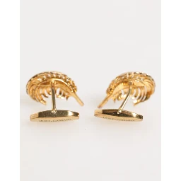 Gold 925 Sterling Silver Crystal Leaf Accessory Cufflink