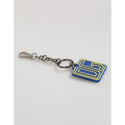 Blue Yellow DG Rubber Logo Silver Men Keychain Keyring