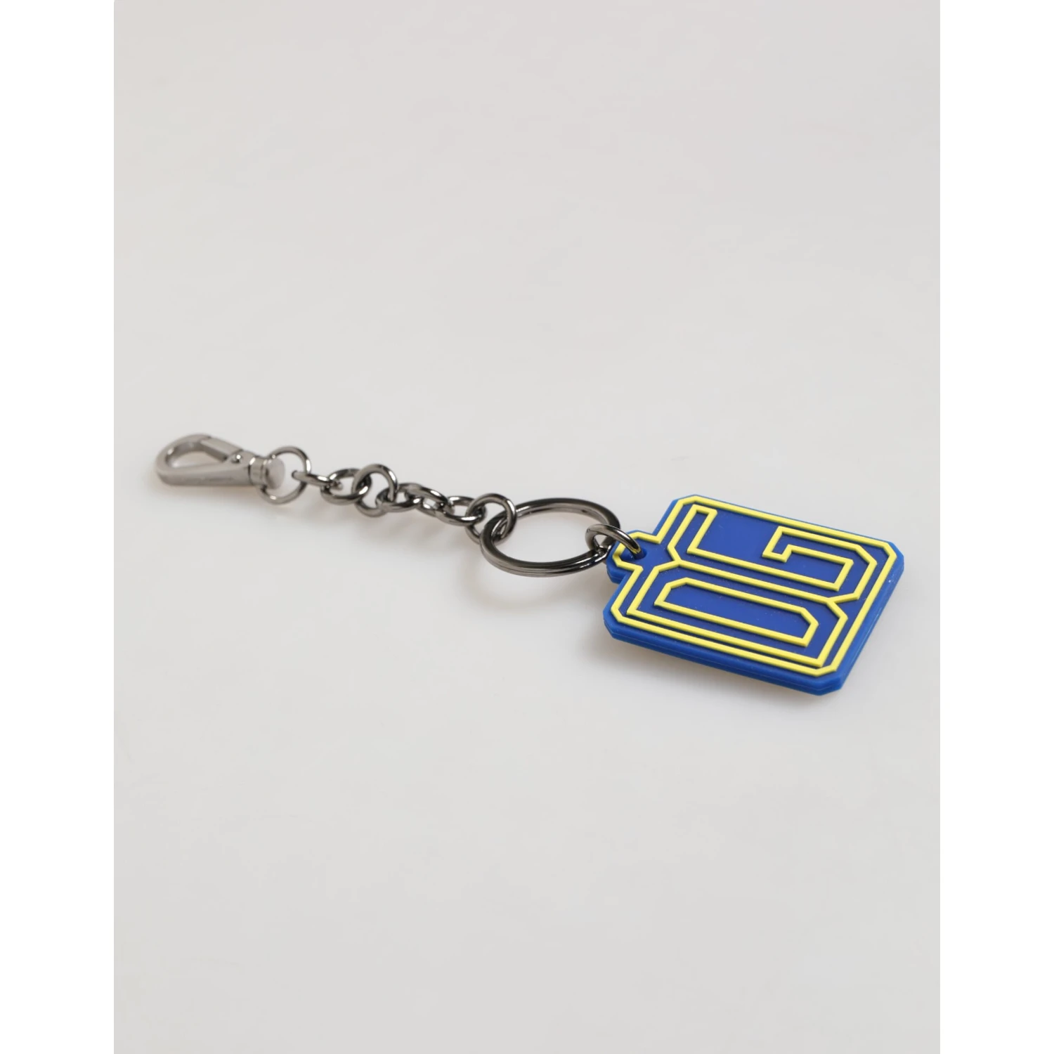 Blue Yellow DG Rubber Logo Silver Men Keychain Keyring
