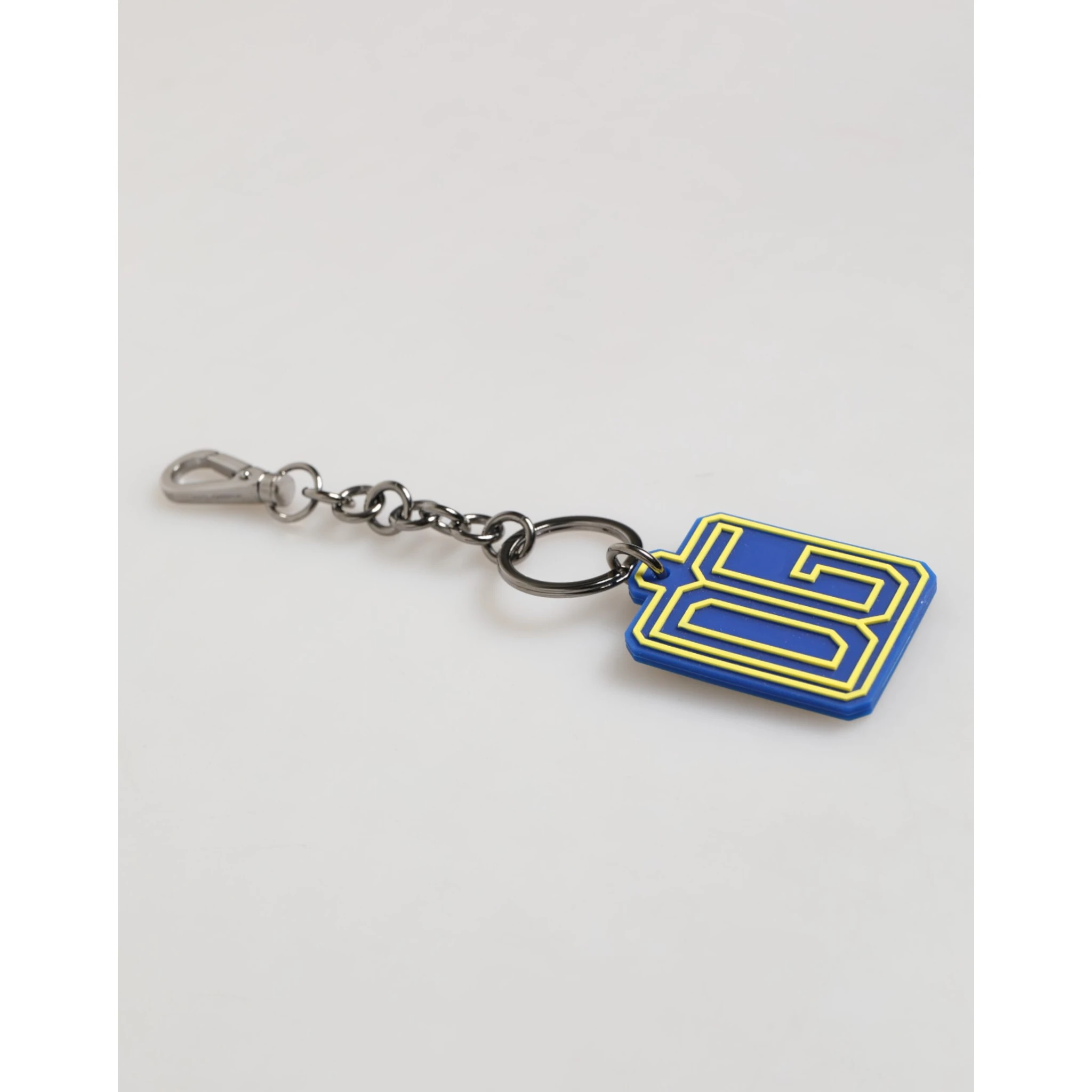 Blue Yellow DG Rubber Logo Silver Men Keychain Keyring