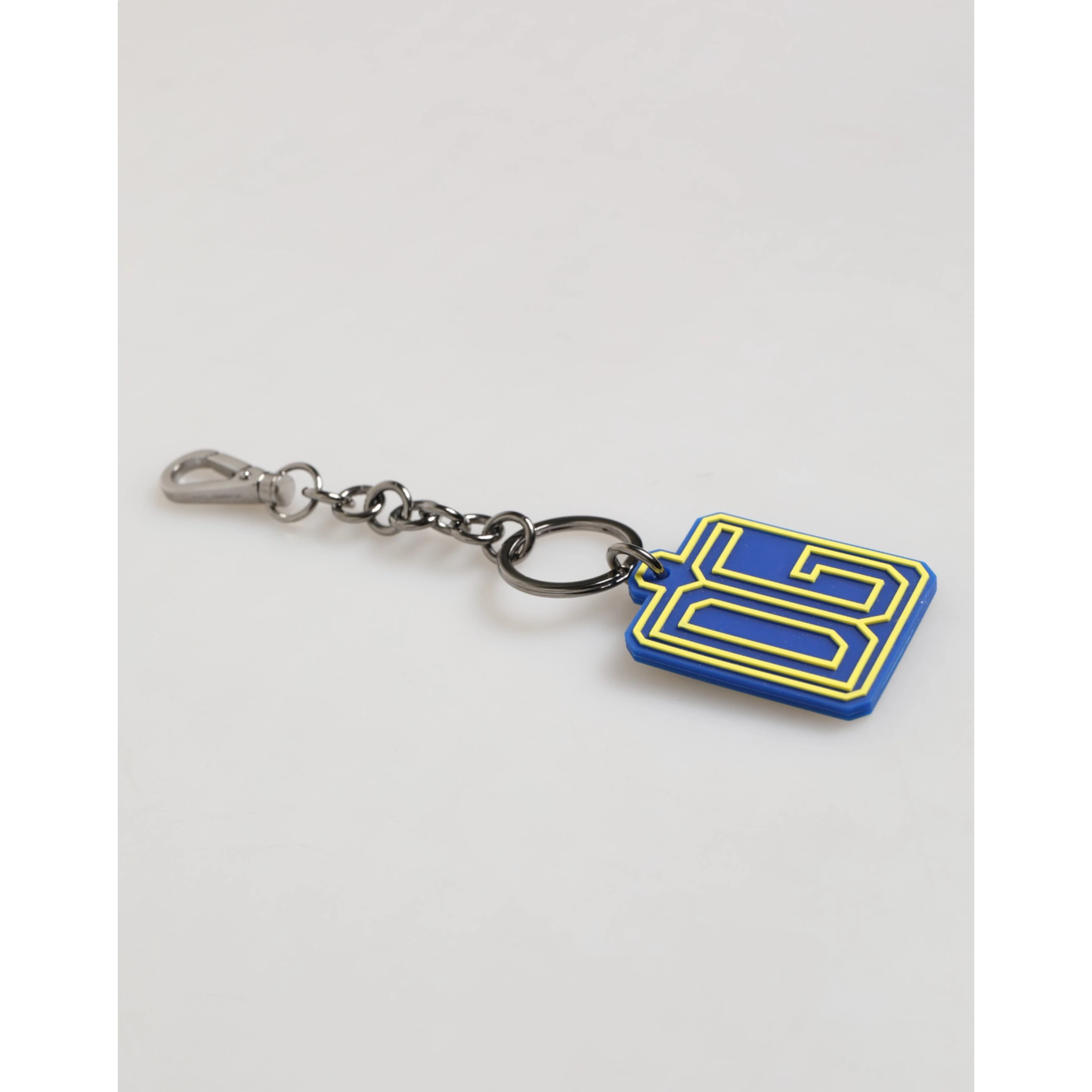 Blue Yellow DG Rubber Logo Silver Men Keychain Keyring