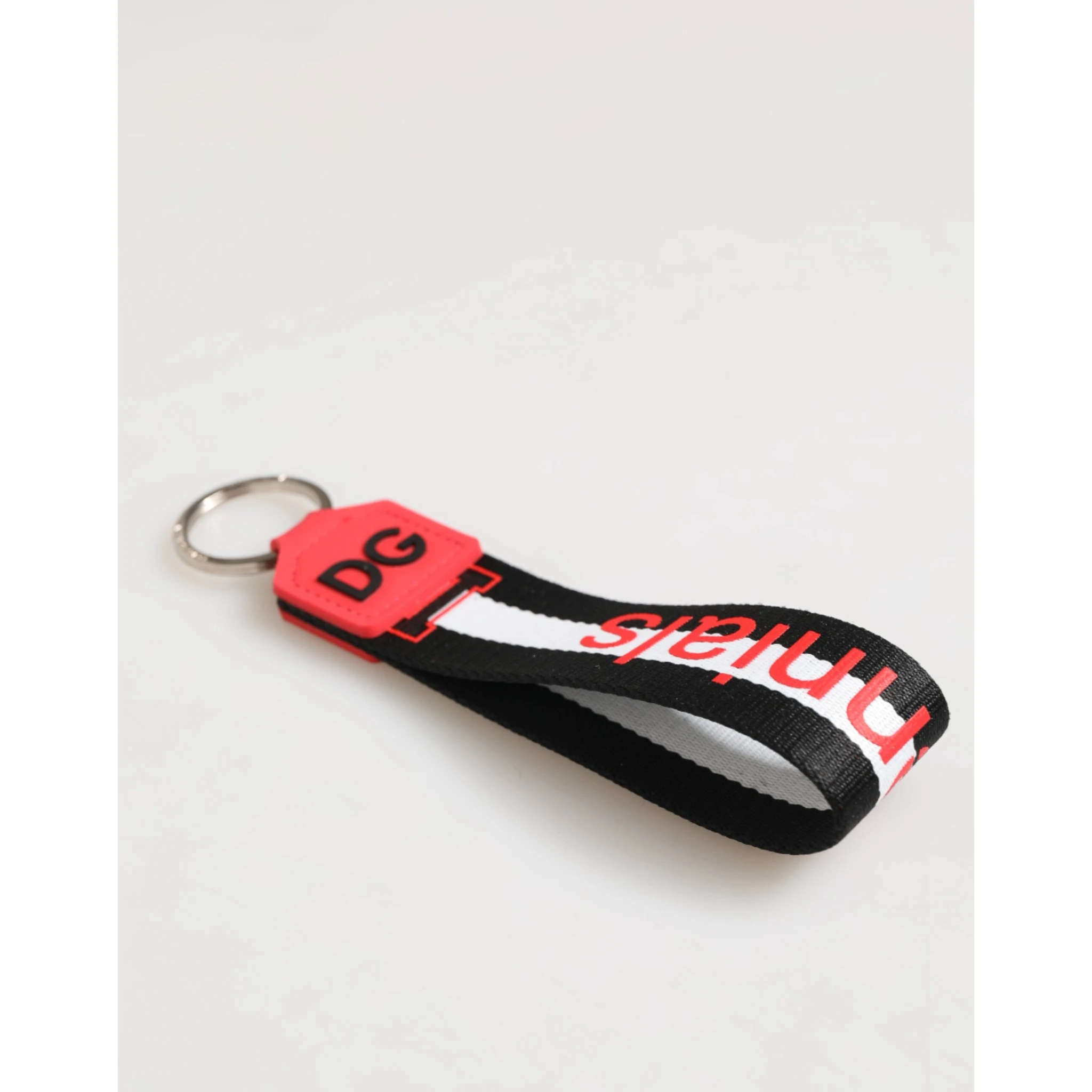 Red White DG Logo Polyester Brass Holder Keychain Keyring