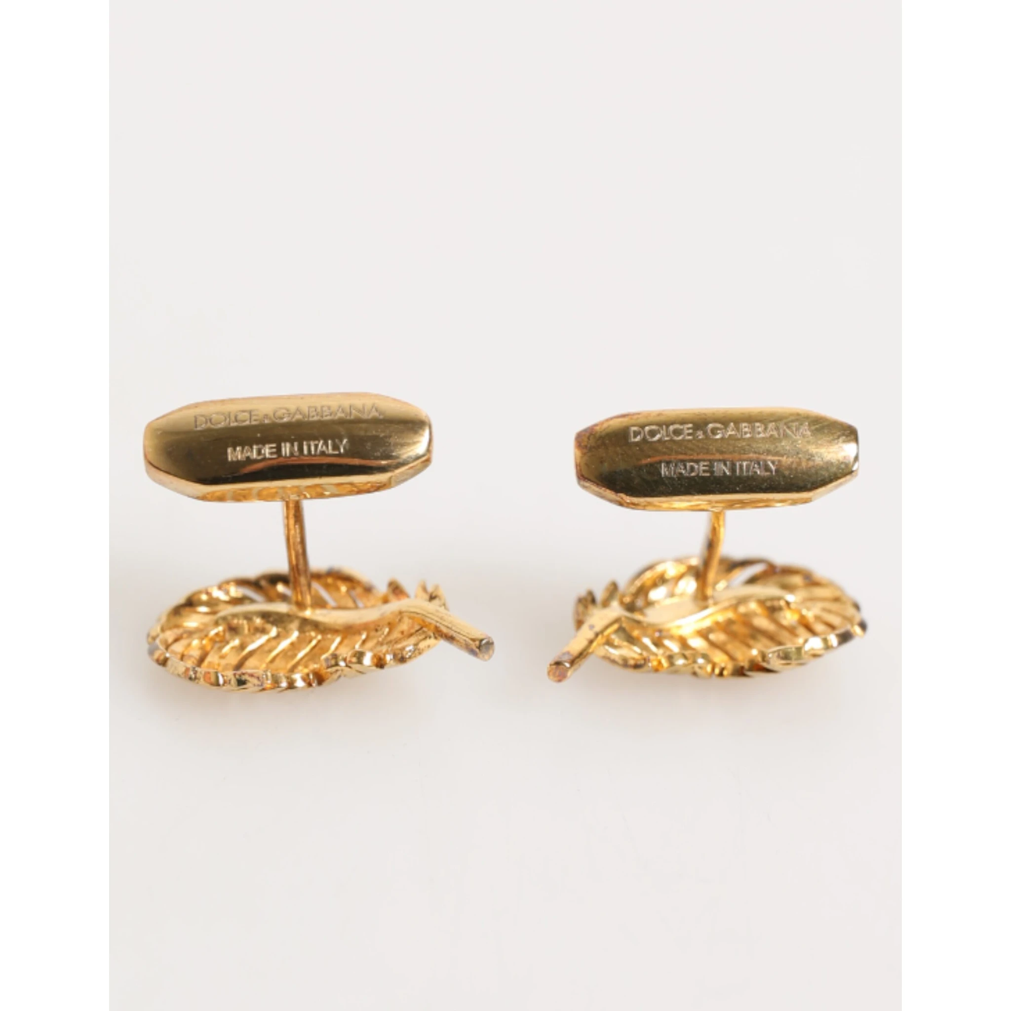 Gold 925 Sterling Silver Crystal Leaf Accessory Cufflink