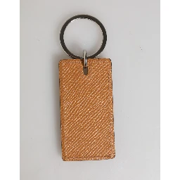 Brown Leather Logo Metal Ring Keychain Holder Men Keyring
