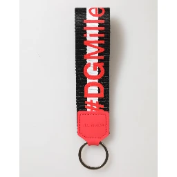 Red White DG Logo Polyester Brass Holder Keychain Keyring