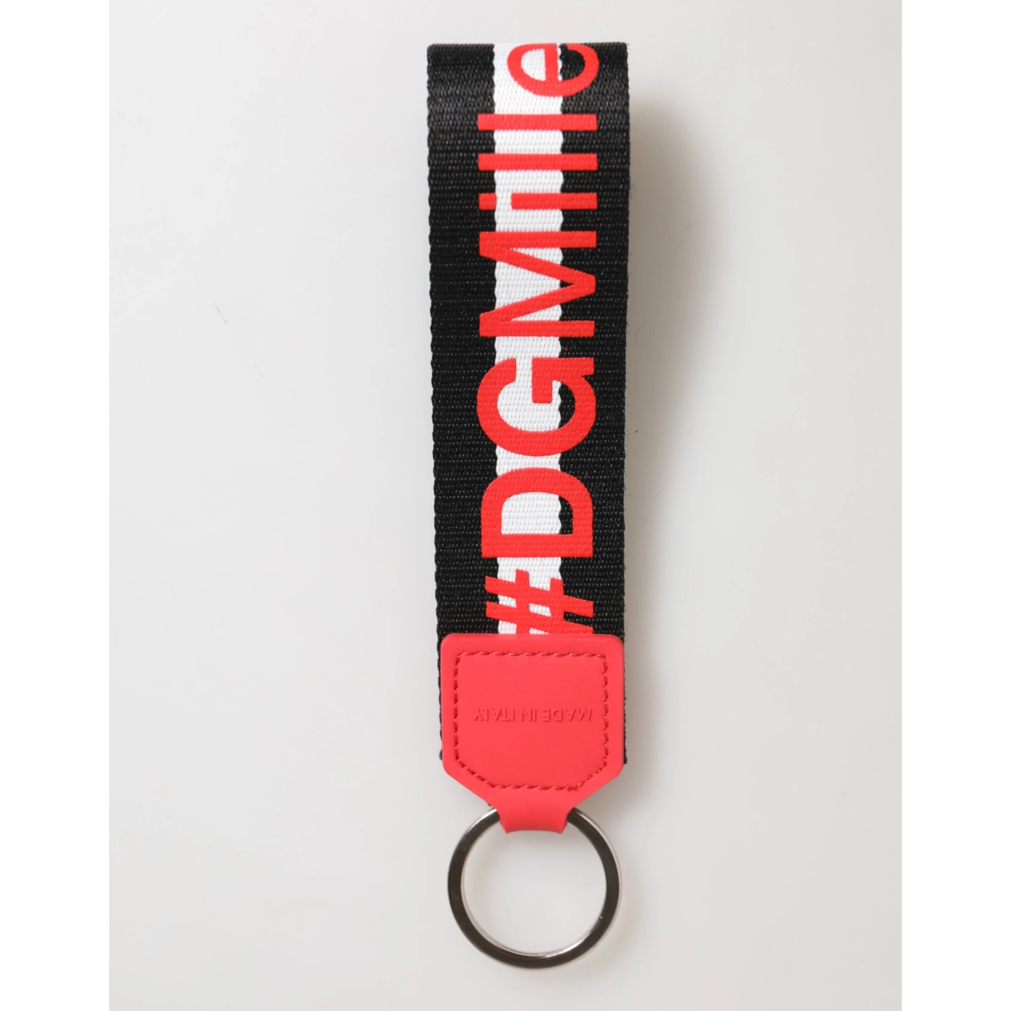 Red White DG Logo Polyester Brass Holder Keychain Keyring
