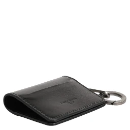 Wallet Black Leather Logo Embossed Key Chain Card Holder Wallet
