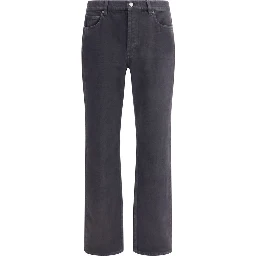 Black Cotton Straight-Leg Jeans