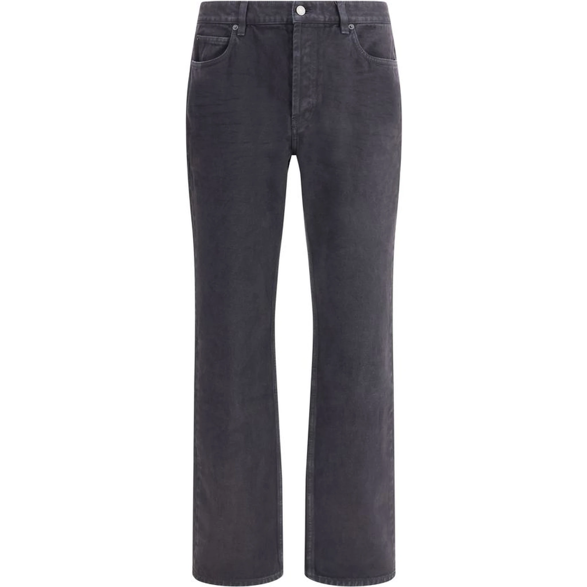 Black Cotton Straight-Leg Jeans