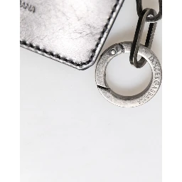 Wallet Black Leather Logo Embossed Key Chain Card Holder Wallet
