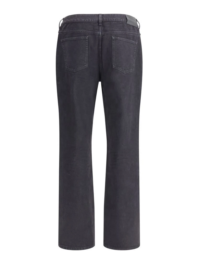 Black Cotton Straight-Leg Jeans