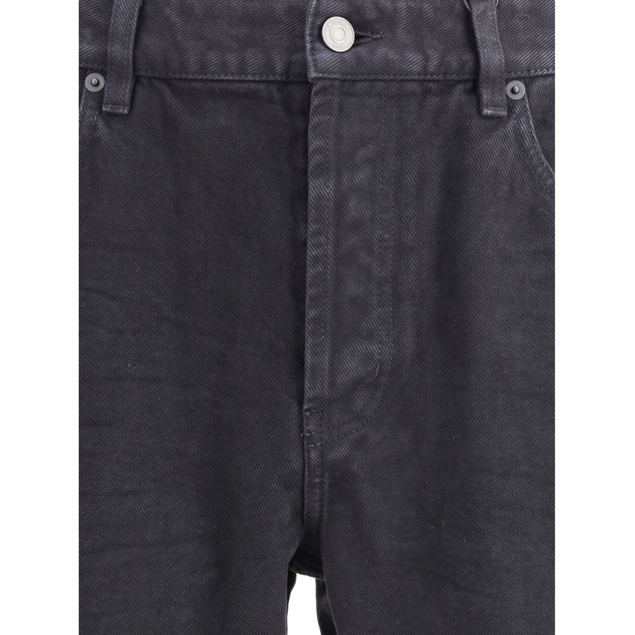 Black Cotton Straight-Leg Jeans