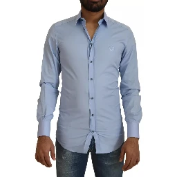 Light Blue Cotton Slim Fit Dress Shirt