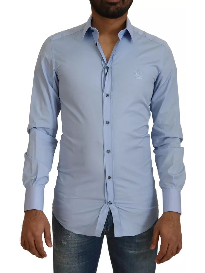 Light Blue Cotton Slim Fit Dress Shirt