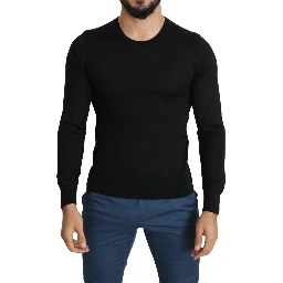 Black Cashmere Crewneck Pullover Sweater