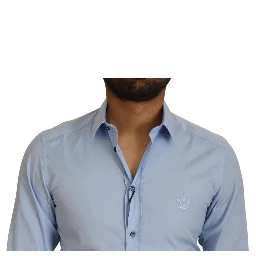 Light Blue Cotton Slim Fit Dress Shirt