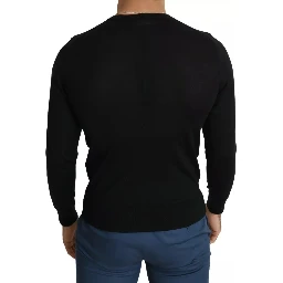 Black Cashmere Crewneck Pullover Sweater