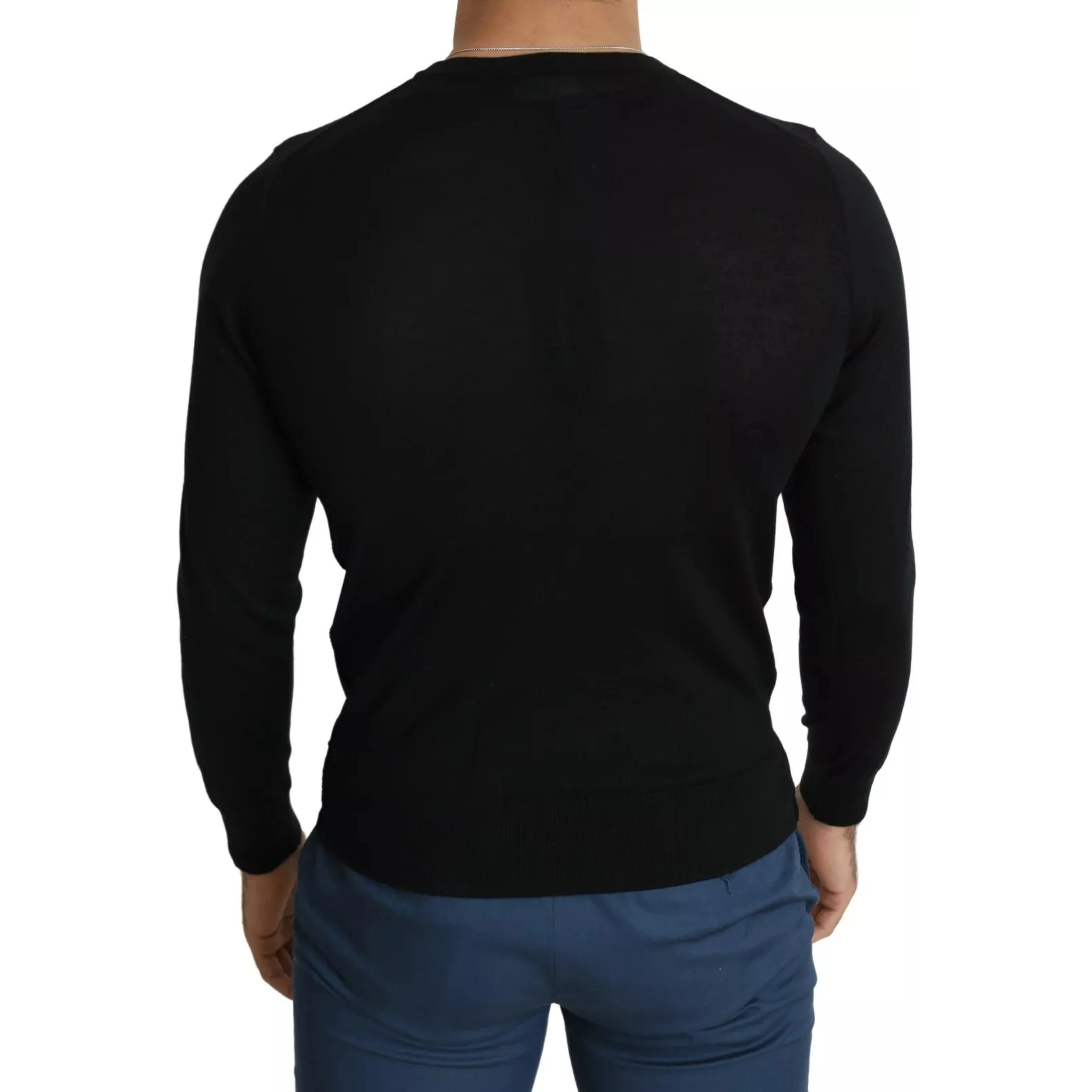 Black Cashmere Crewneck Pullover Sweater