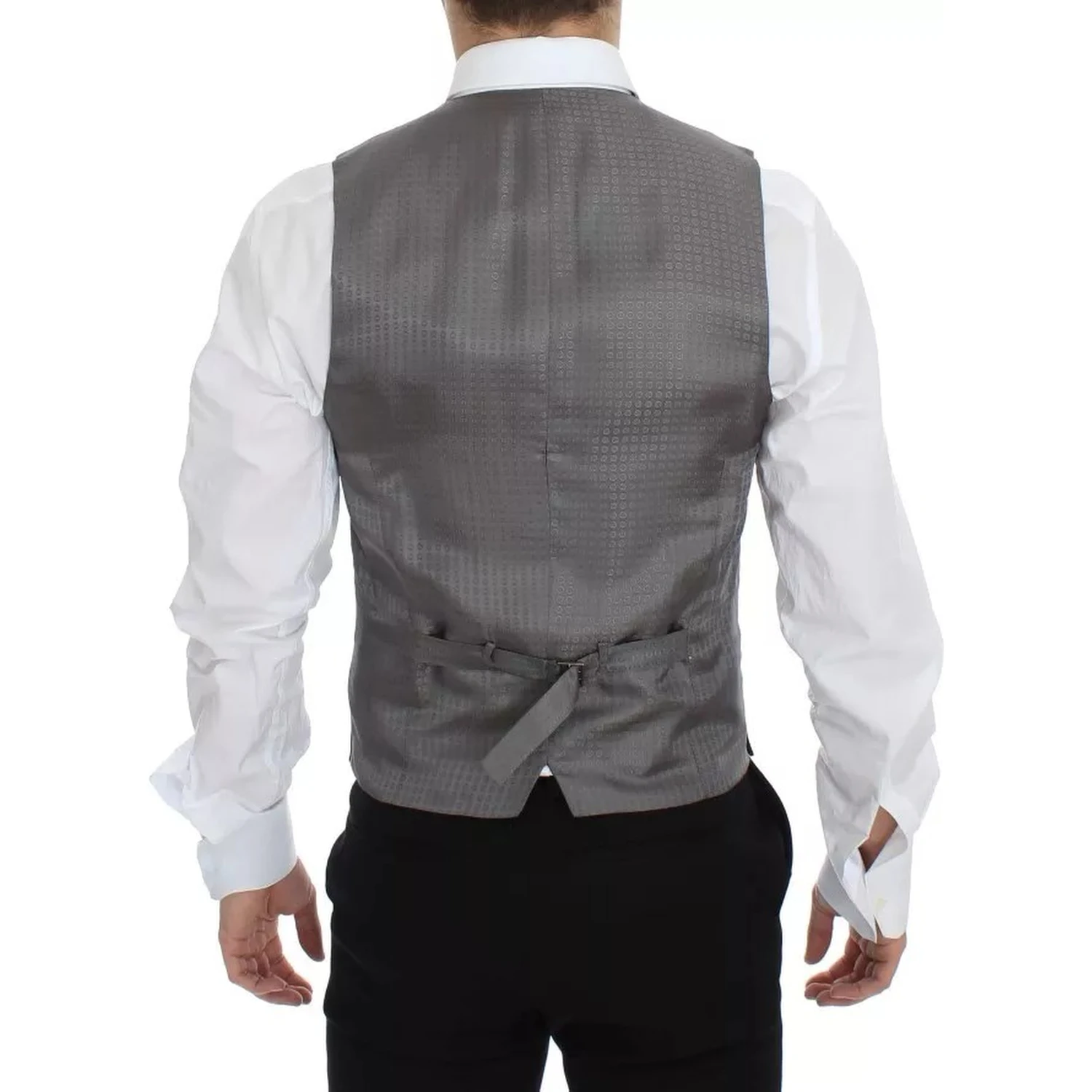 Gray Striped Formal Dress Gilet Vest