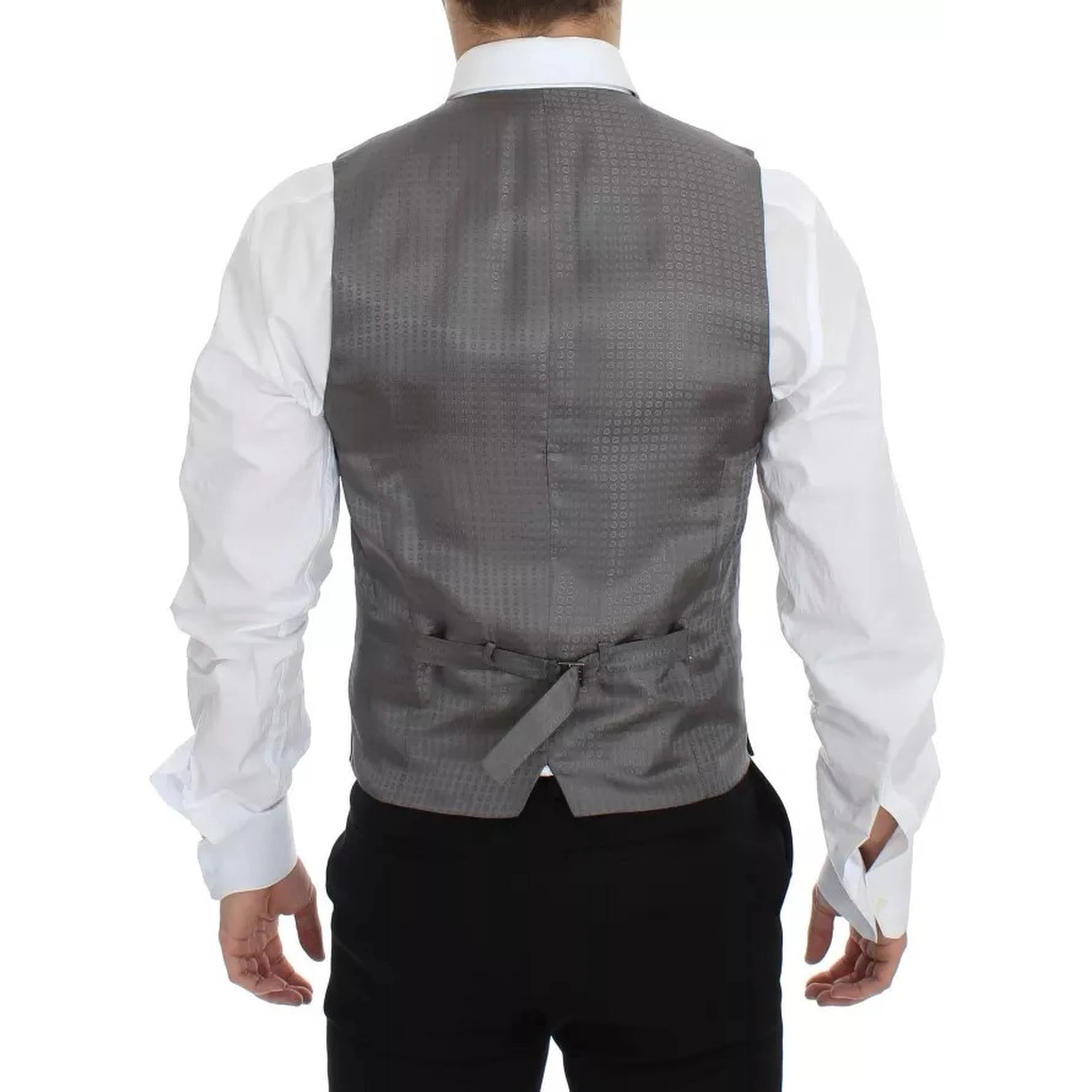 Gray Striped Formal Dress Gilet Vest