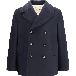 Blue Fleece Wool Coat