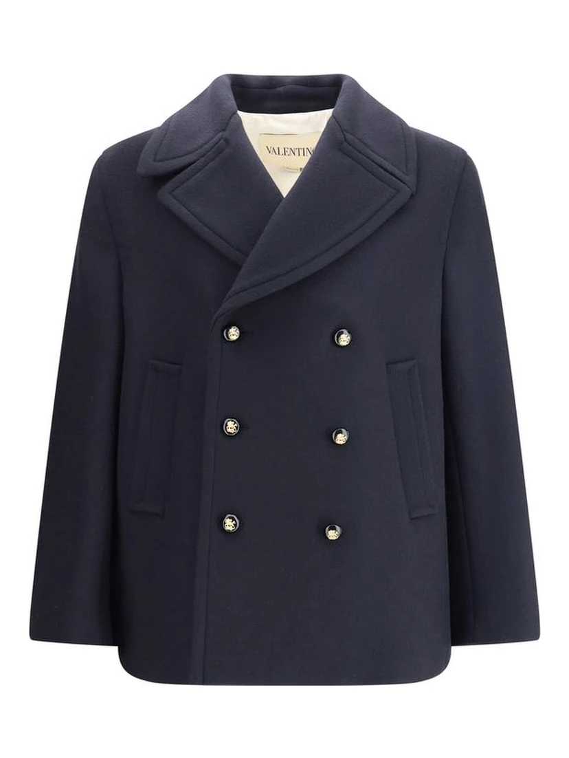 معطف صوف أزرق