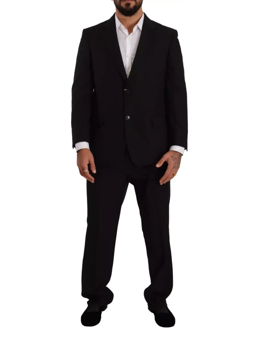 Blue Polyester Single Breasted Formal 2 Piece Suit