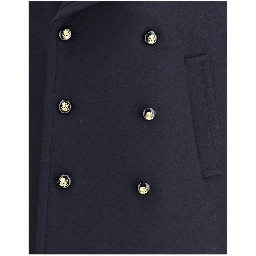 Blue Fleece Wool Coat