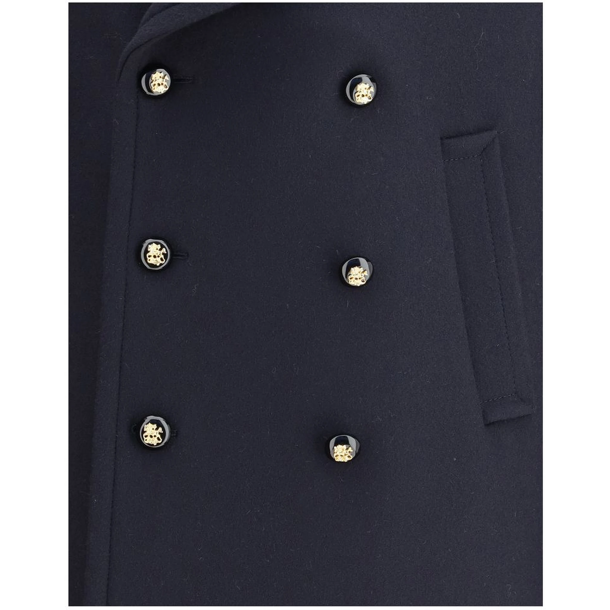 Blue Fleece Wool Coat