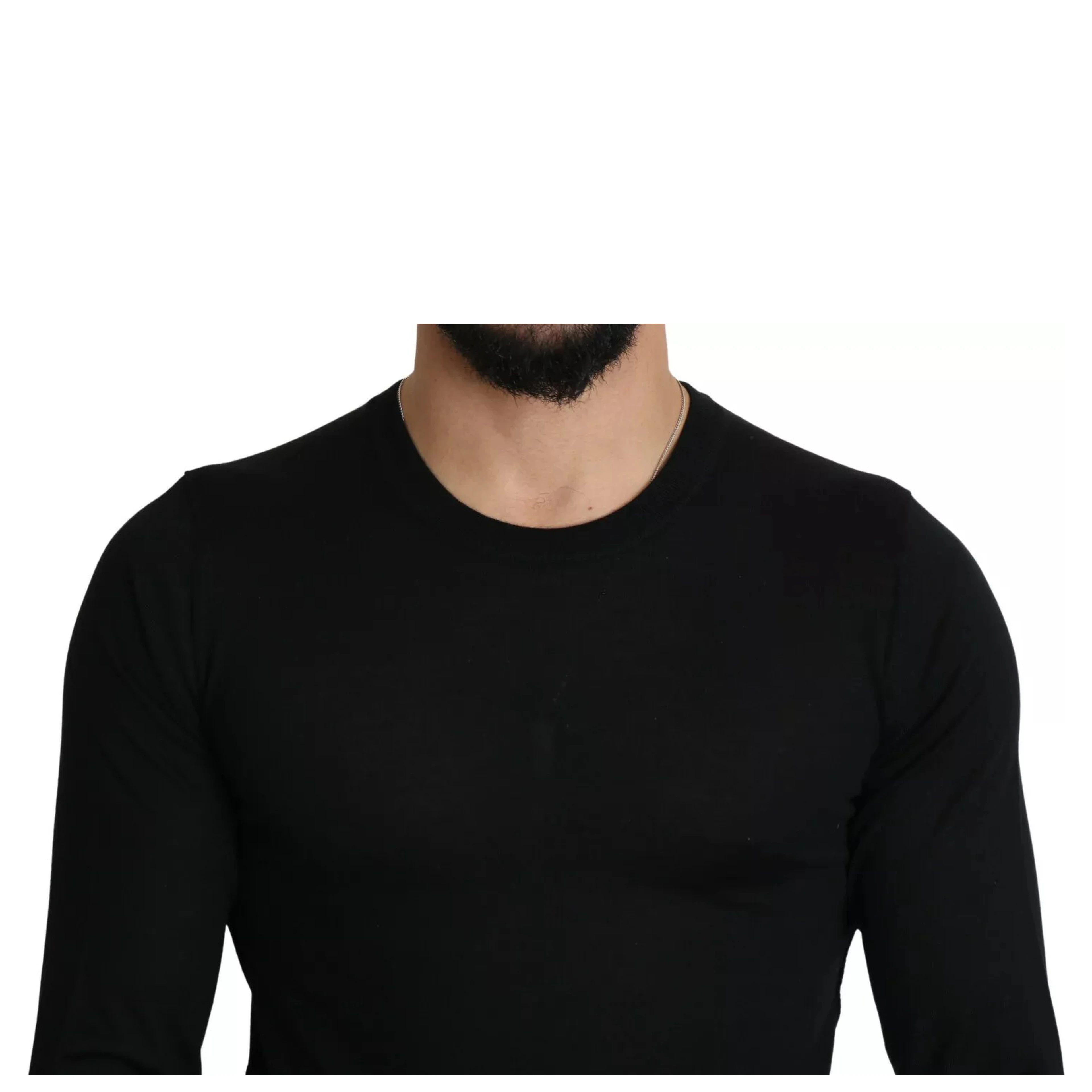 Black Cashmere Crewneck Pullover Sweater