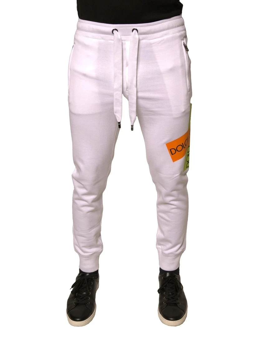White Logo Tape Jogger Cotton Sweatpant Pants