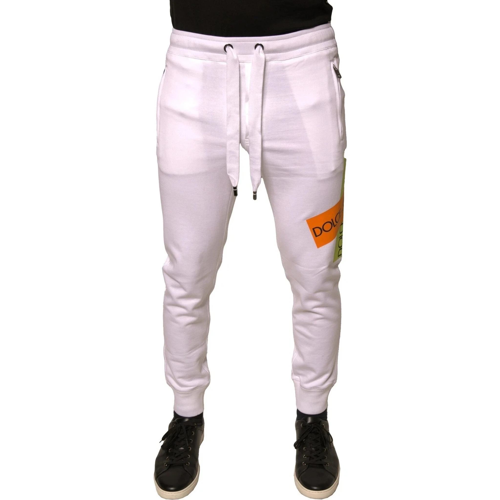 White Logo Tape Jogger Cotton Sweatpant Pants