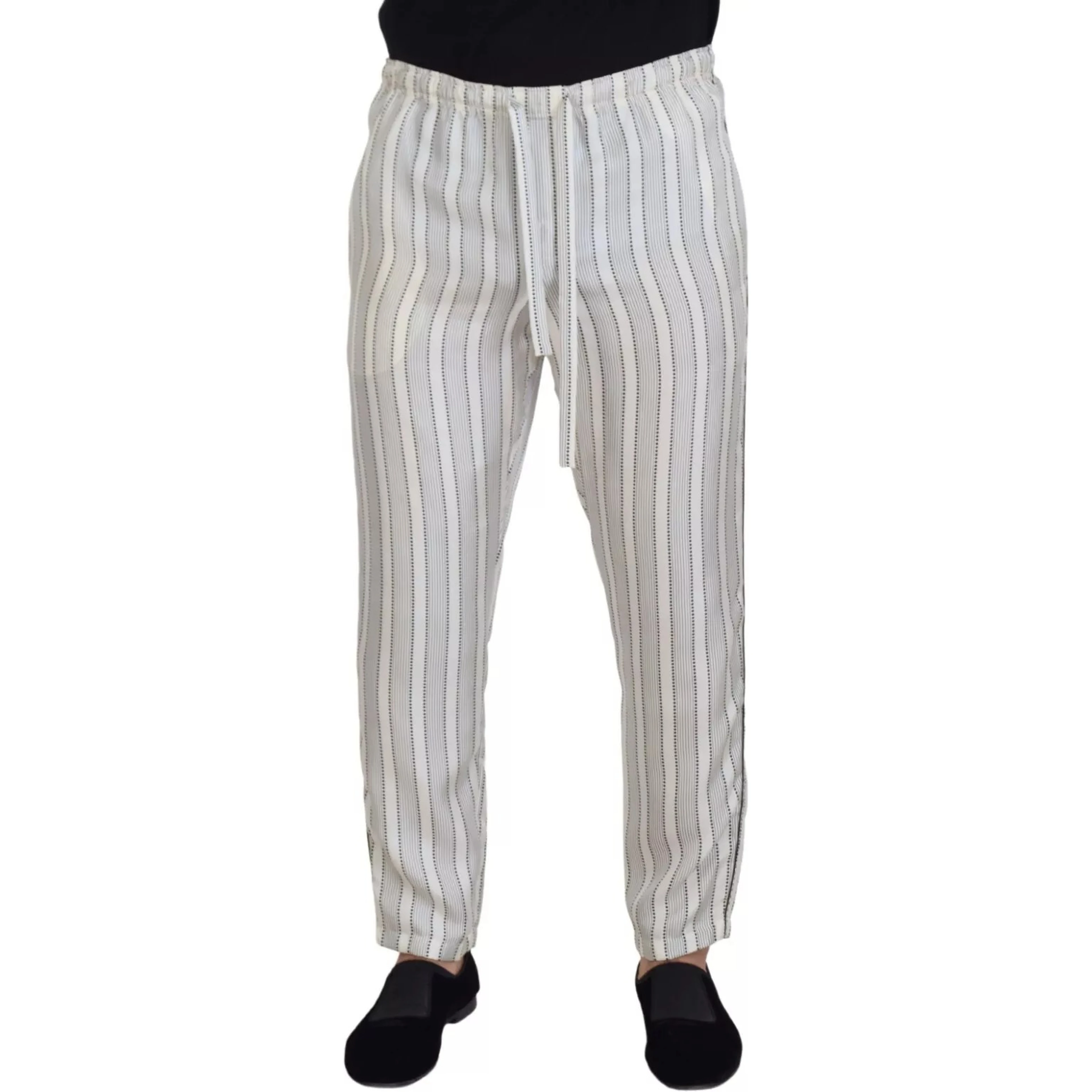 White Stripes Silk Lounge Trouser Pants