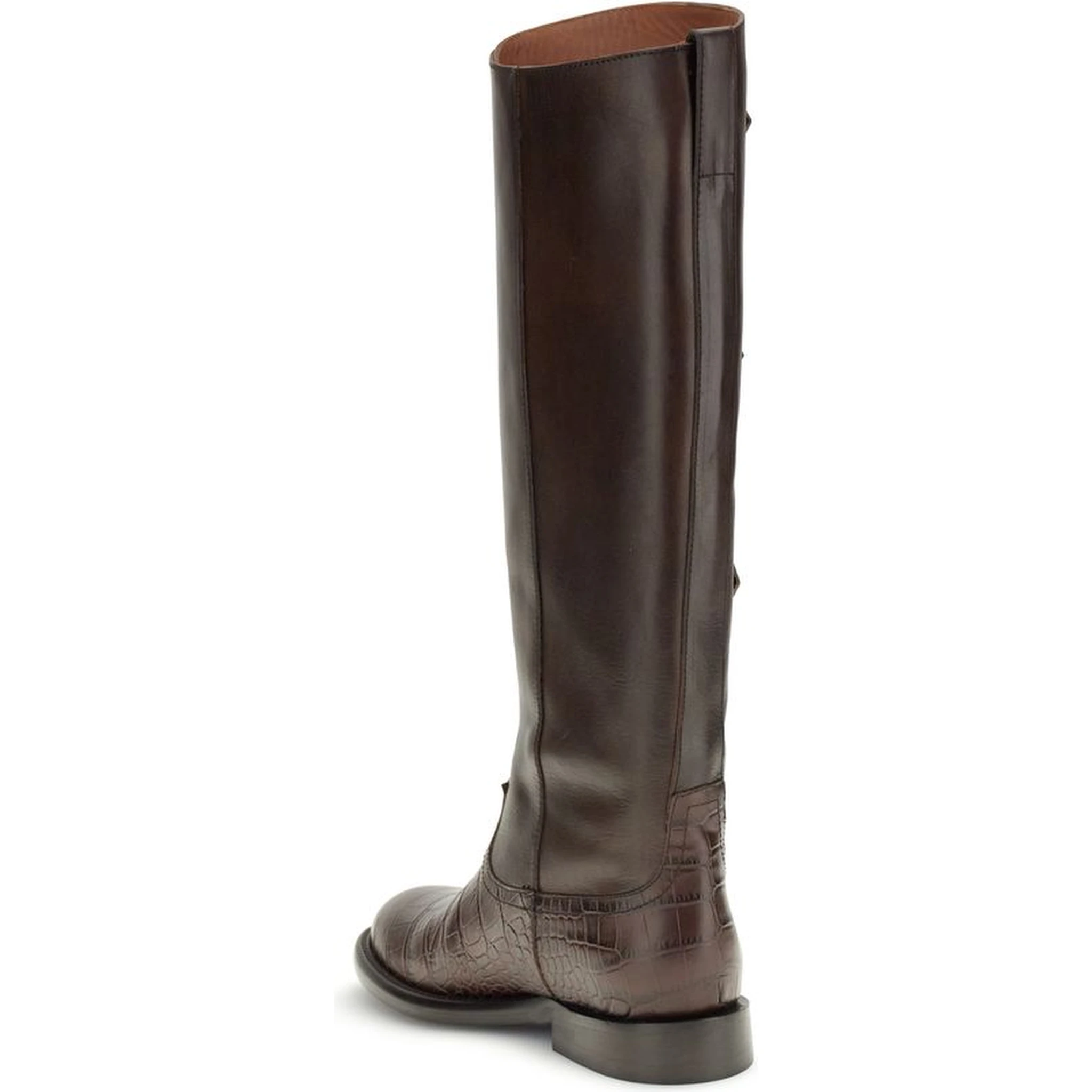 Brown Leather Lace-Up Boots