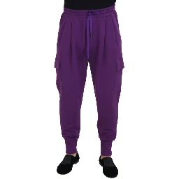 Purple Cotton Cargo Sweatpants Jogging Pants