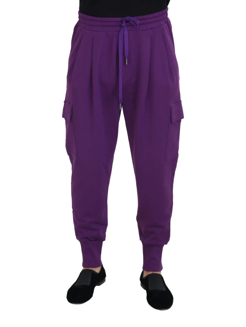 Purple Cotton Cargo Sweatpants Jogging Pants