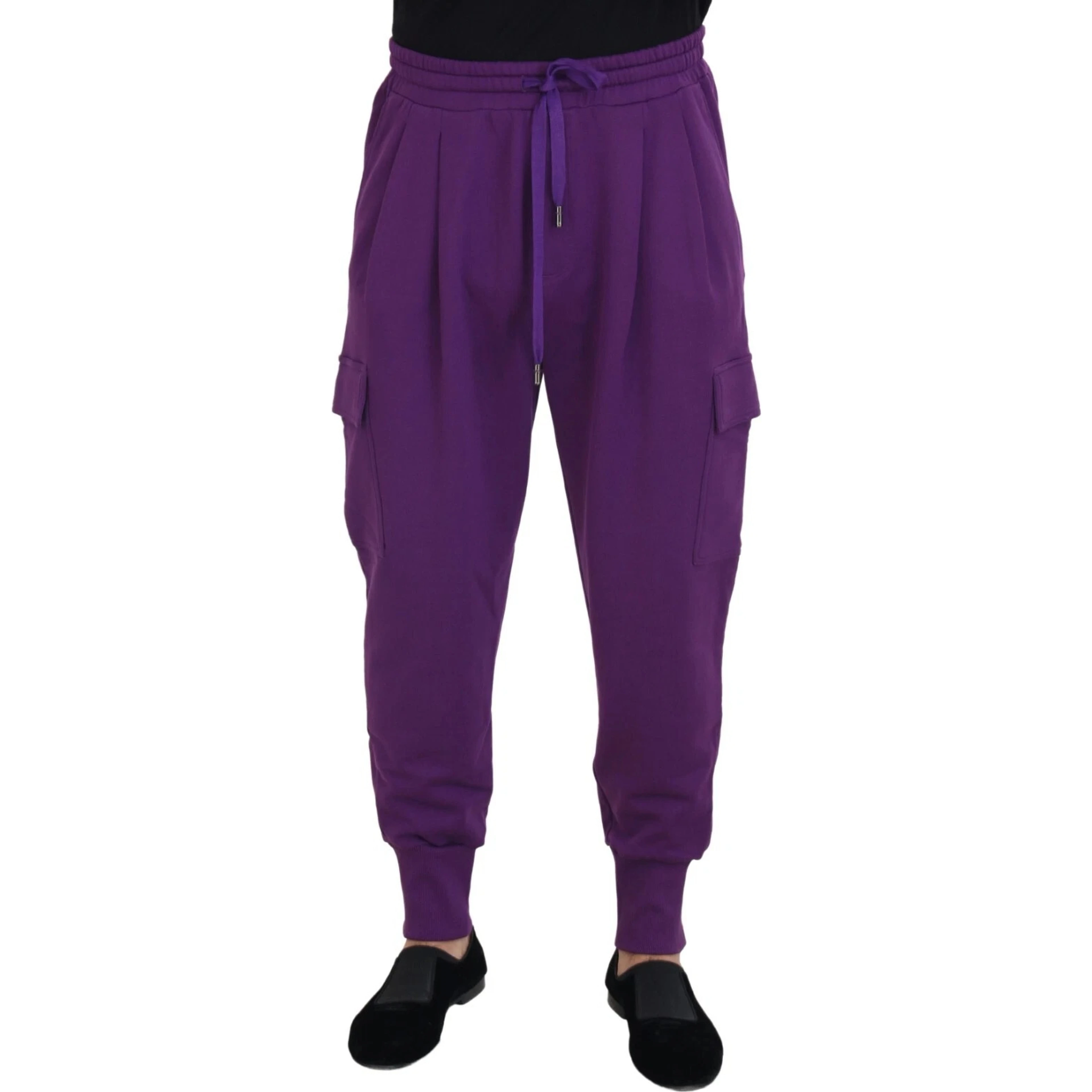 Purple Cotton Cargo Sweatpants Jogging Pants