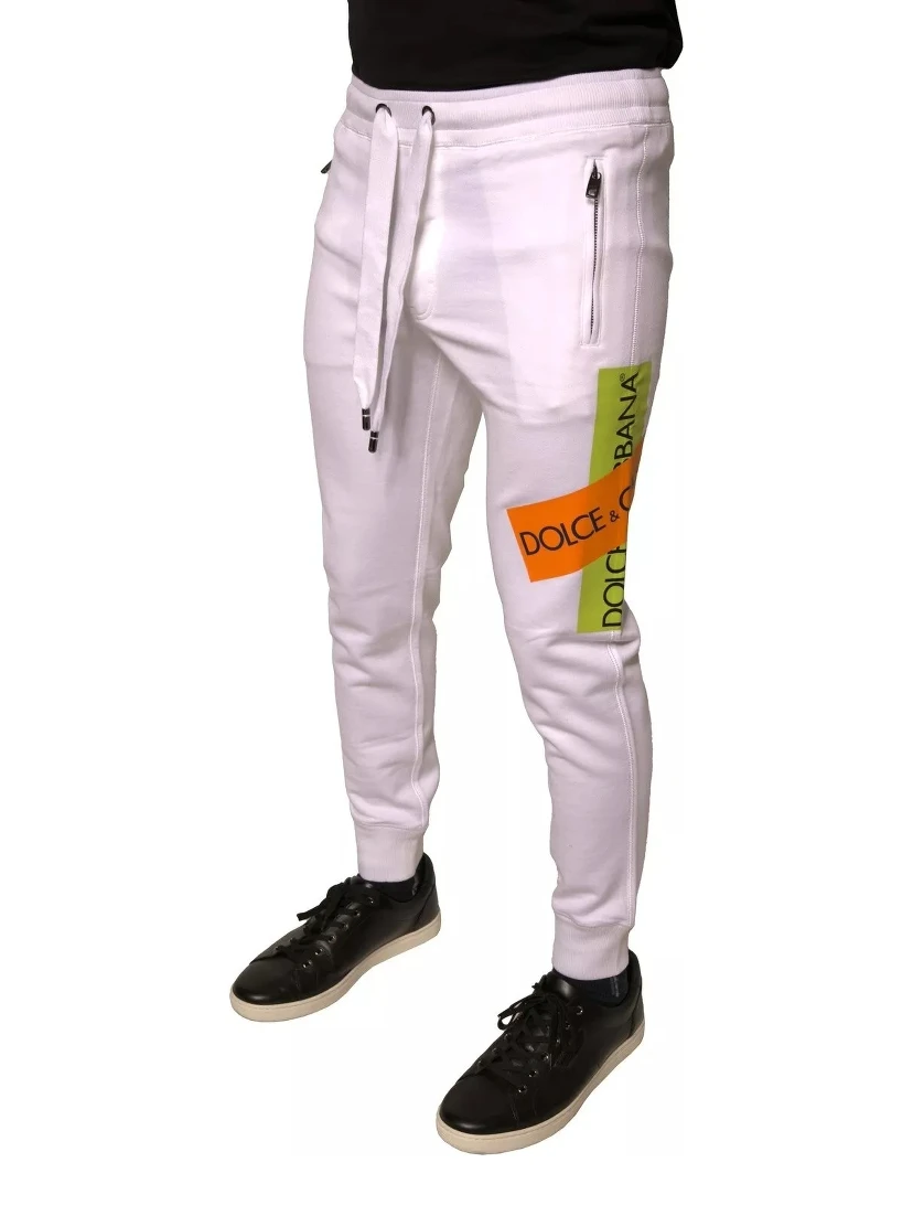 White Logo Tape Jogger Cotton Sweatpant Pants