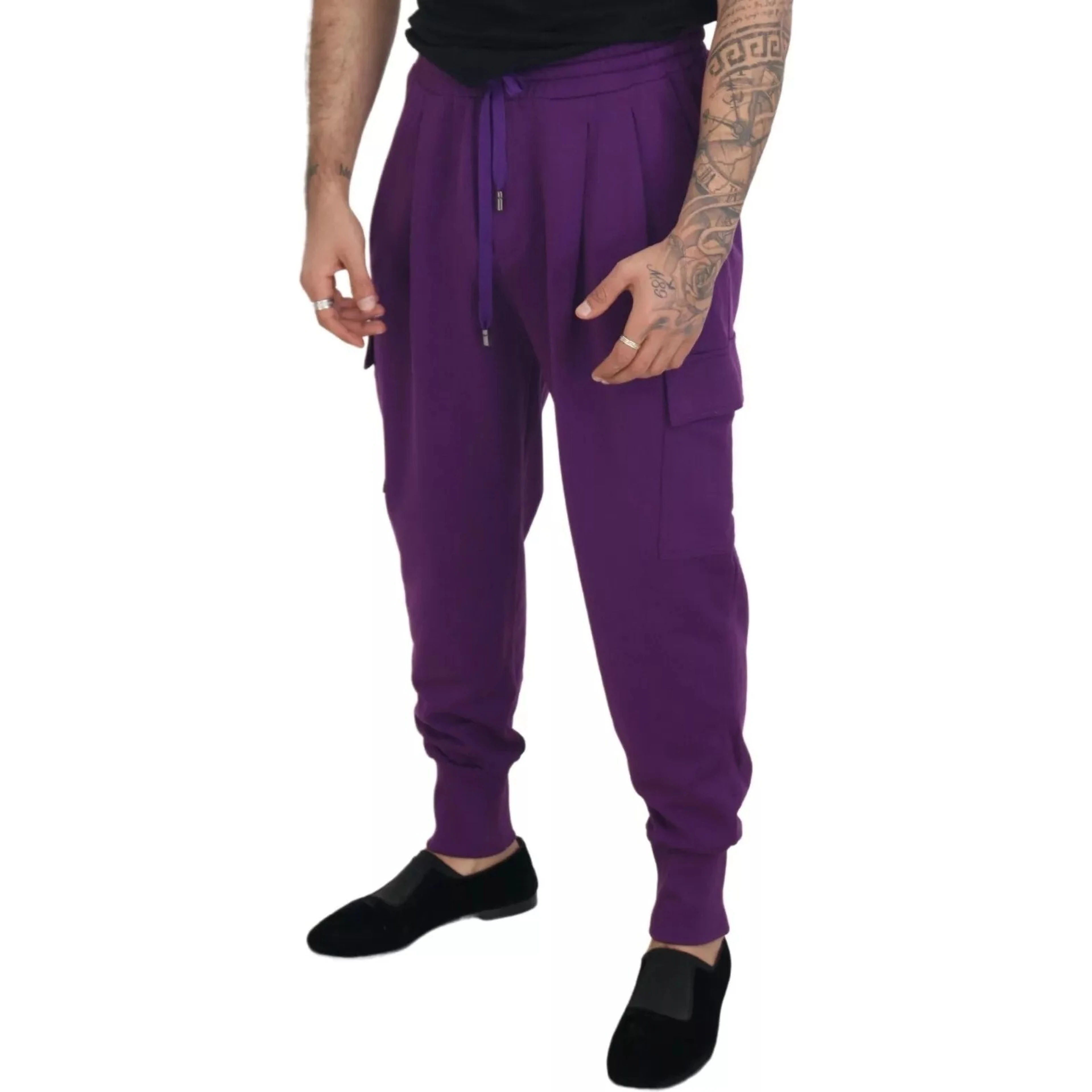 Purple Cotton Cargo Sweatpants Jogging Pants