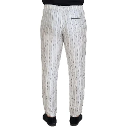 White Stripes Silk Lounge Trouser Pants